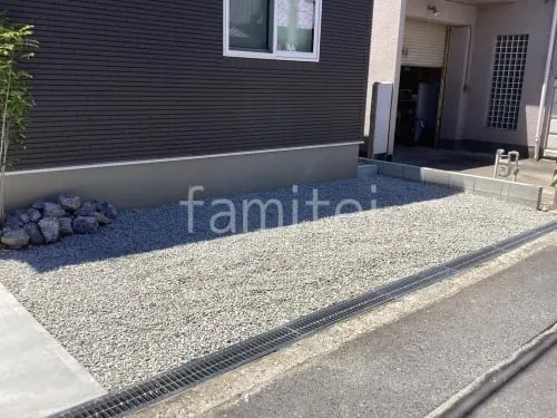 防犯砂利敷き バラス砕石 防草シート加工