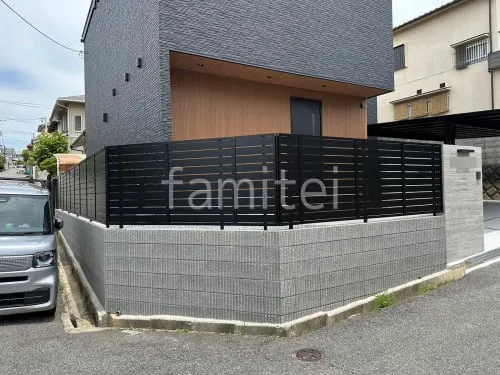 アルミ形材 フェンス LIXIL AB YS3型 横スリット3 目隠し ブロック塀 （化粧ブロック） ユニソン ジャスティ 