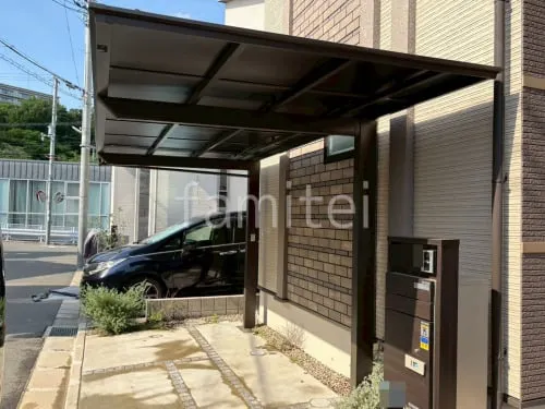 カーポート１台 （単棟） LIXIL フーゴF 逆勾配 フラット屋根 前下がり屋根