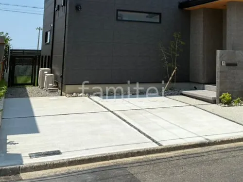 駐車場ガレージ床 土間コンクリート バラス砕石目地