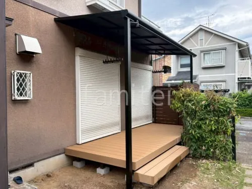１階テラス屋根 （雨除け） 三協アルミ レボリューA F フラット屋根 スタンダード 壁付