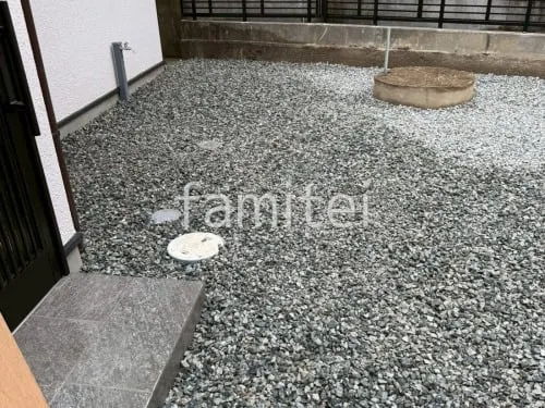 防犯砂利敷き バラス砕石 防草シート加工