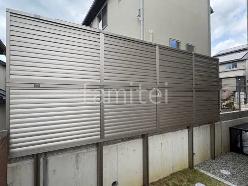 アルミ形材 フェンス LIXIL AB YL3型 横ルーバー3 2段柱 60角 目隠し