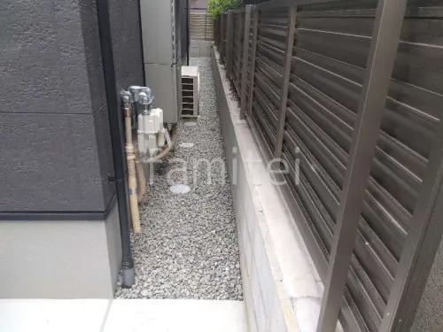 犬走り 防犯砂利敷き バラス砕石 防草シート加工