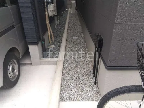 犬走り 防犯砂利敷き バラス砕石 防草シート加工