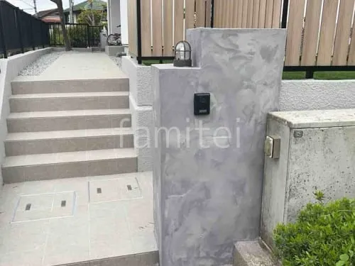 既存門柱 高圧洗浄 塗装仕上げ エスケー化研 ベルアート塗装