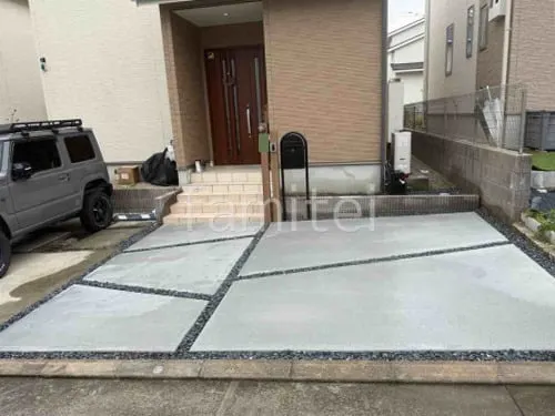 駐車場ガレージ床 土間コンクリート 砂利目地