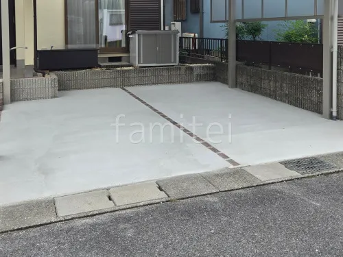 駐車場ガレージ床 土間コンクリート インターロッキング目地 ユニソン カルタブリック