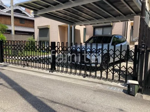 両開き 伸縮門扉 四国化成 ニューハピネスHG 傾斜地用 