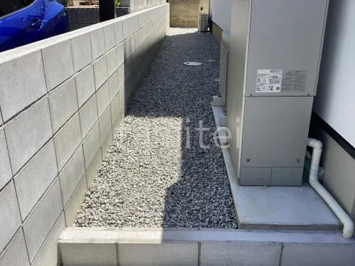 犬走り 防犯砂利敷き バラス砕石 防草シート加工