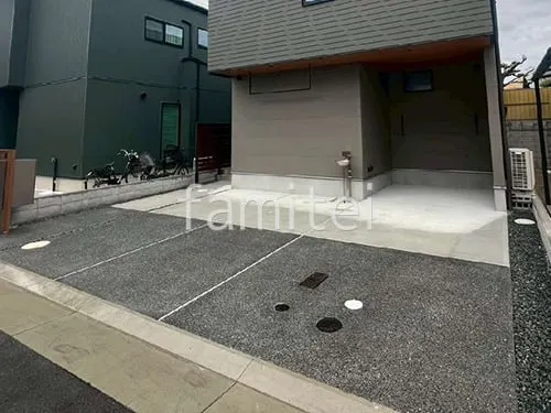 駐車場ガレージ床 土間コンクリート 洗い出し仕上げ