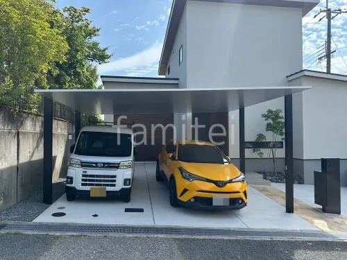 カーポート２台(ワイド) ツイン LIXIL カーポートSC フラット屋根 吊り下げ屋根