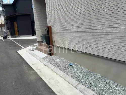 防犯砂利敷き バラス砕石 防草シート加工