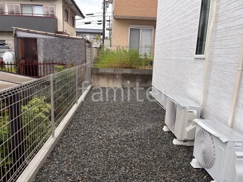 犬走り 防犯砂利敷き バラス砕石 防草シート加工