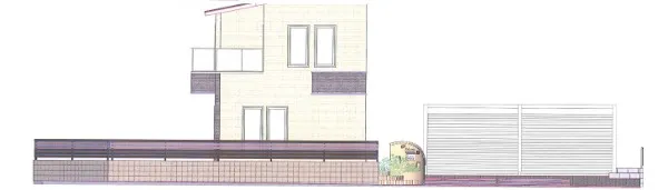 立面図　既存ガレージあり