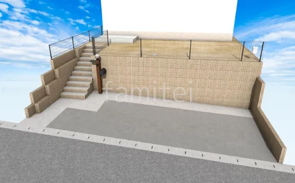 玄関アプローチ階段 駐車場土間