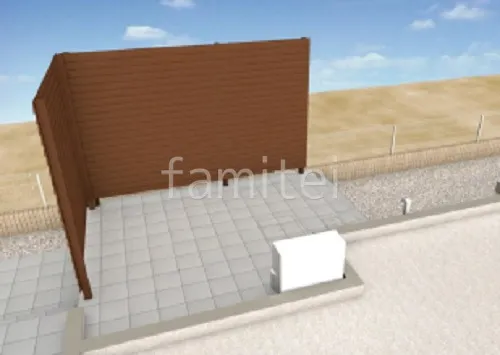 目隠しフェンス塀 タイルデッキ