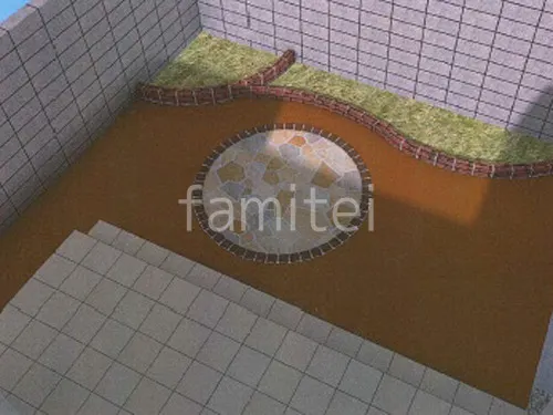 タイルデッキ 乱形石 花壇