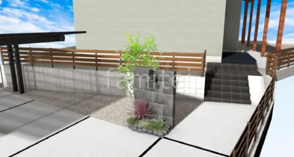 門柱 玄関アプローチ階段