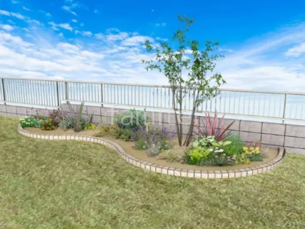 お庭 天然芝 花壇