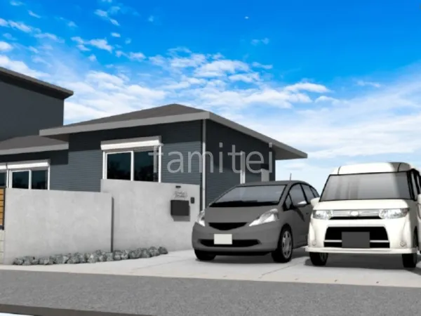 造作門柱　駐車場　土間コンクリート