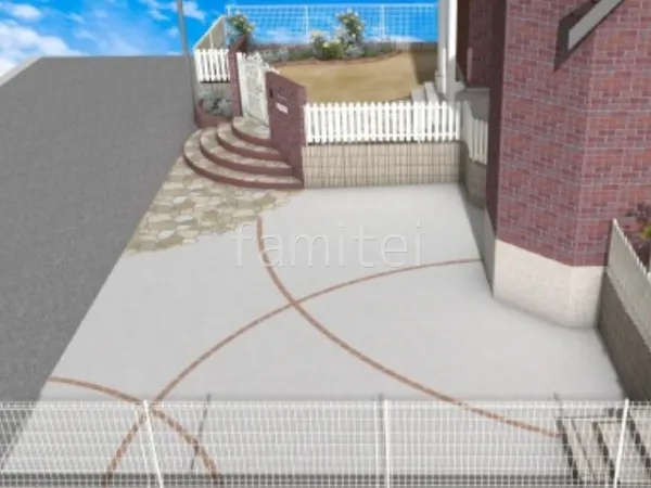 駐車場　レンガ目地