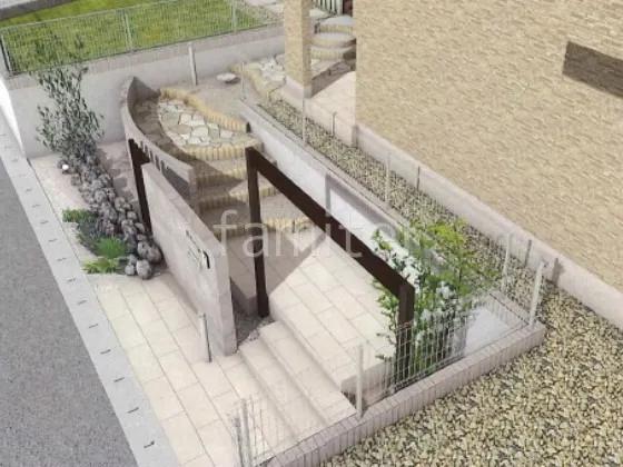 階段　タイル貼り