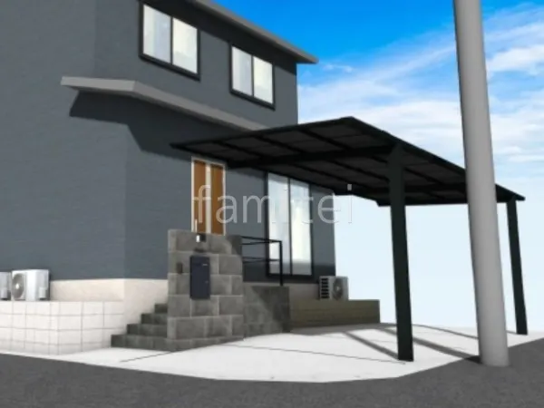 タイル門柱　手すり