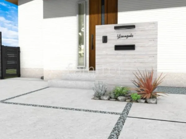 タイル門柱 ロックガーデン