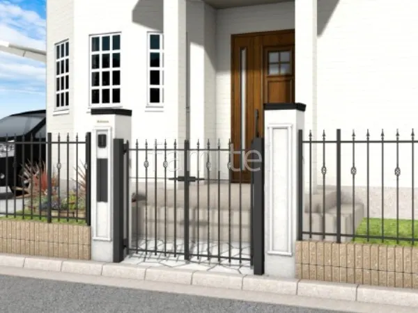 両開き門扉　鋳物フェンス