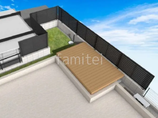 ウッドデッキ　人工芝