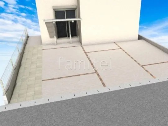 土間コンクリート　タイル貼り