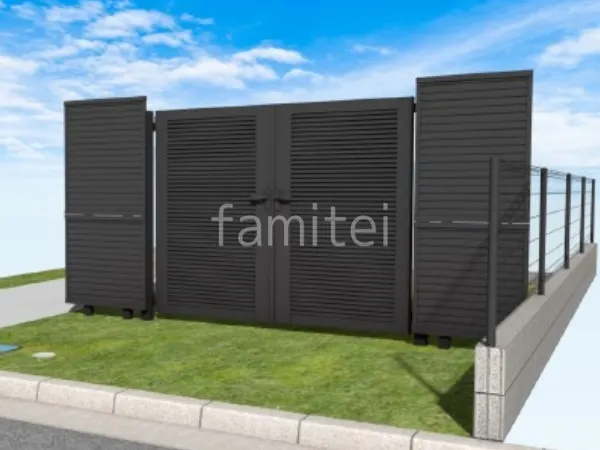 目隠しフェンス　両開き門扉