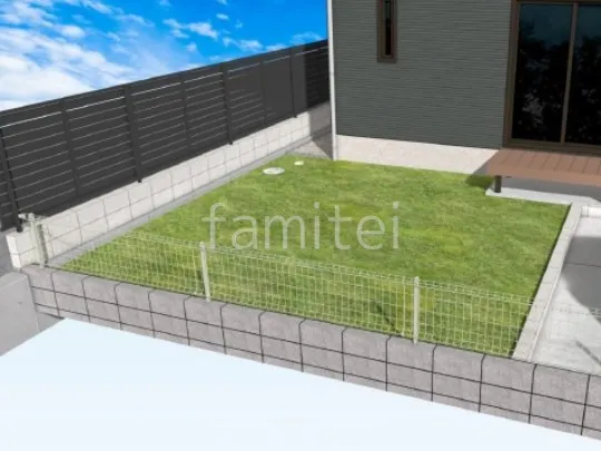 ウッドデッキ　人工芝