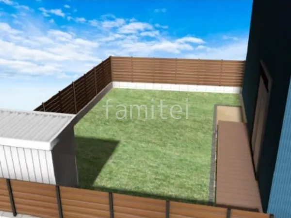 人工芝　目隠しフェンス　花壇