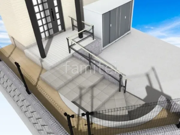 手すり　階段　タイル貼り