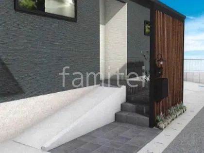 スロープ　アプローチ　タイル貼り