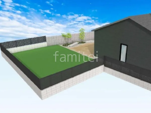 目隠しフェンス　人工芝