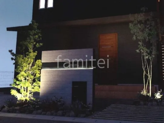 タイル門柱　アクセントライン