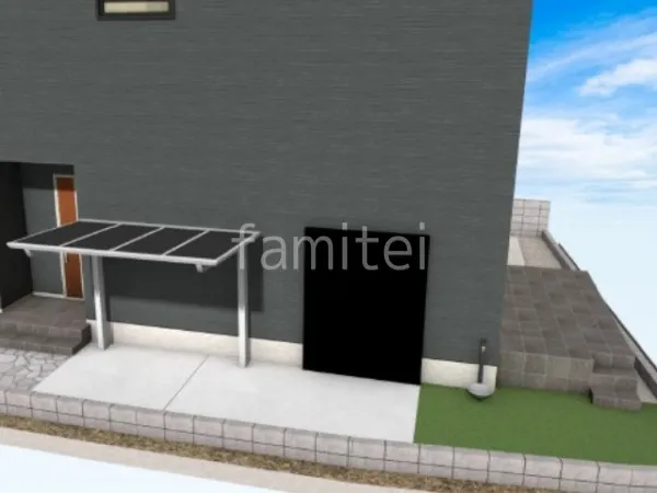 サイクルポート 立水栓 人工芝