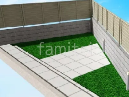 タイルデッキ　人工芝　目隠しフェンス