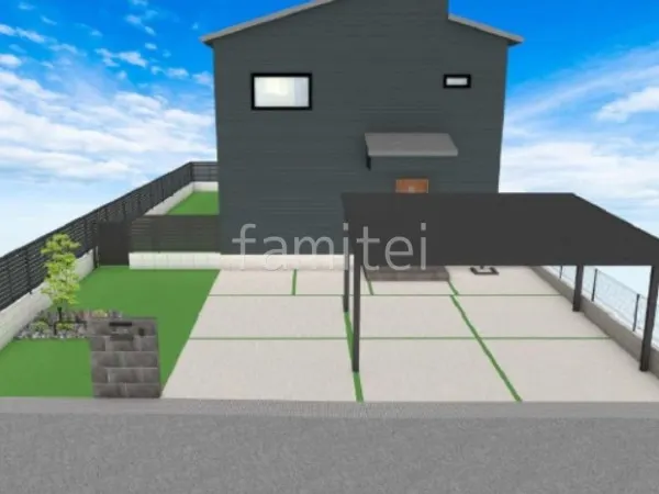 土間コンクリート 人工芝目地