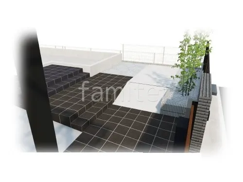 アプローチ タイル貼り