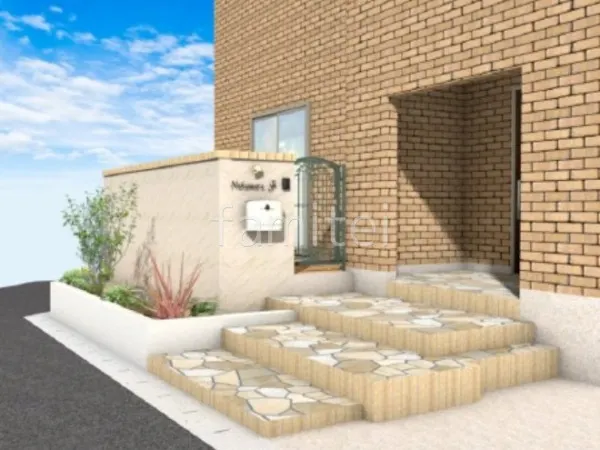 ポスト　階段　蹴上　レンガ