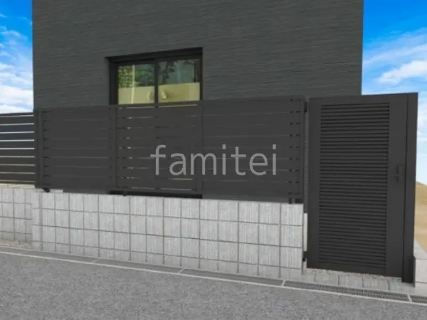 片開き門扉　目隠しフェンス