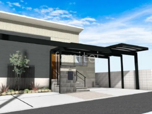 3台用カーポート　土間コンクリート