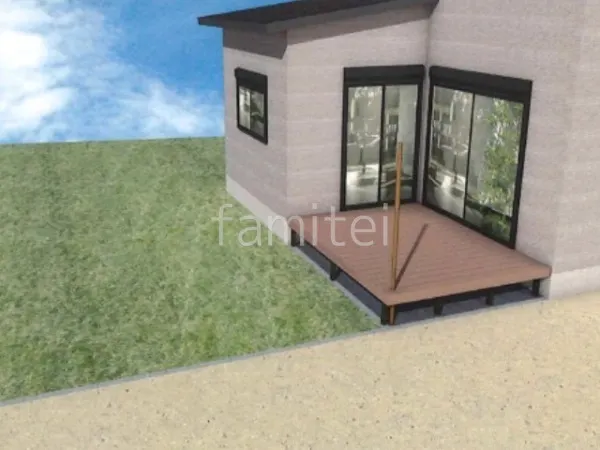 ウッドデッキ　人工芝