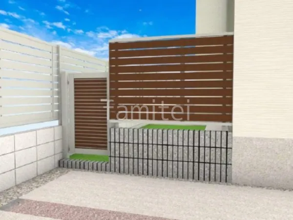 目隠しフェンス　片開き門扉