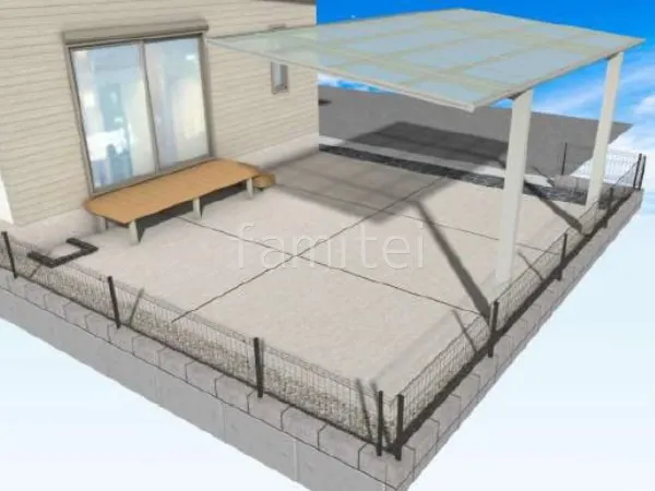 ウッドデッキ　土間コンクリート