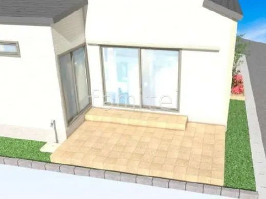 タイルデッキ 人工芝 シェード